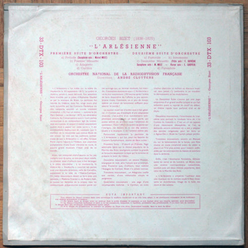 Bizet • Arlésienne • Suites n° 1 & 2 • Orchestre National de la Radiodiffusion Française • André Cluytens