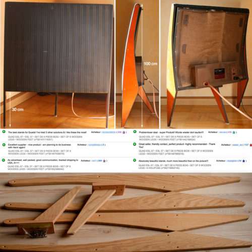 Quad ESL-57 • Ensemble de 6 pieds en bois • Set of 6 wooden custom legs • Stands • Spider legs • H = 100 cm