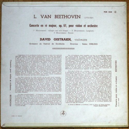 Beethoven Concerto Violon Oistrakh Erhling