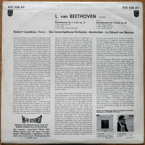Beethoven Concertos Piano 1 & 4 Casadesus Beinum