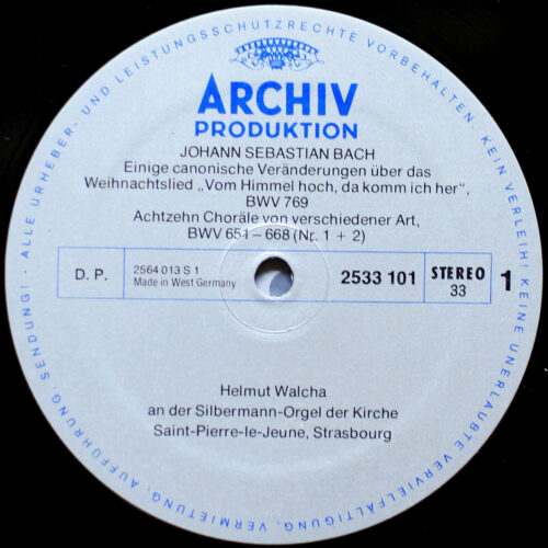 Bach • Œuvres pour orgue • Das Orgelwerk • Works for organ • Vol. 2 • Orgelbüchlein • Orgelmesse • Choralarbeitungen • Archiv Produktion 2722 003 • Helmut Walcha