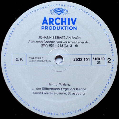 Bach • Œuvres pour orgue • Das Orgelwerk • Works for organ • Vol. 2 • Orgelbüchlein • Orgelmesse • Choralarbeitungen • Archiv Produktion 2722 003 • Helmut Walcha