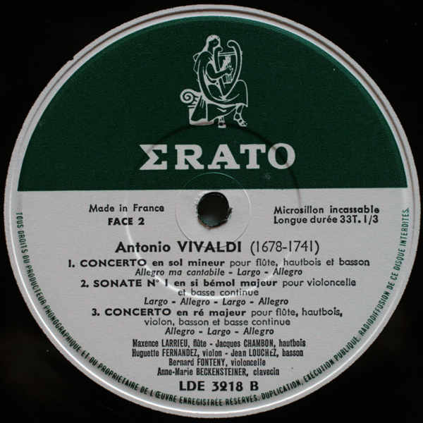 Erato | Records | LP | Vinyl | Label Guide | Références | France
