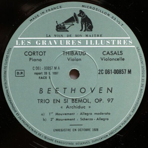 Beethoven Trio Archiduc Cortot Thibaud Casals
