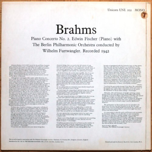 Brahms Concerto Piano 2 Fischer Furtwangler