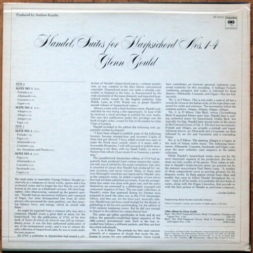 Handel • Suites pour clavecin n° 1 à 4 • Columbia M 3152 • Glenn Gould