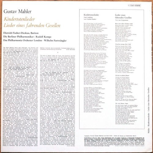 Mahler Kindertotenlieder kempe Fischer-dieskau