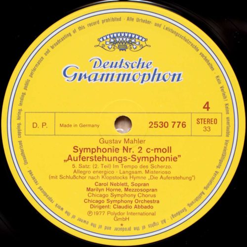 Mahler • Symphonie n° 2 "Auferstehung" • DGG 2707 094 • Marilyn Horne • Carol Neblett • Chicago Symphony Orchestra • Claudio Abbado