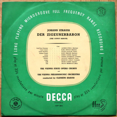 Strauss • Le baron tzigane • Decca SXL 2612 • Julius Patzak • Alfred Poell • Wiener Philharmoniker • Clemens Krauss