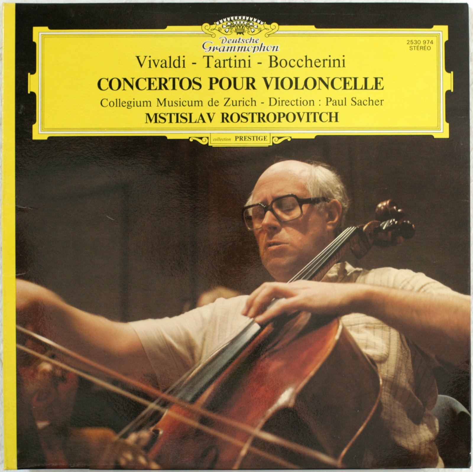 Vivaldi • Tartini • Boccherini • Concertos pour violoncelle • DGG 2530 974 • Mstislav Rostropovitch • Alexandre Stein • Collegium Musicum Zürich • Paul Sacher