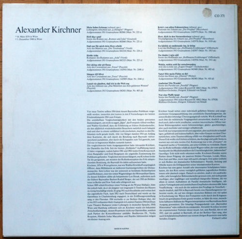 Alexander Kirchner • Wagner • Gounod • Verdi • Puccini • Meyerbeer • Offenbach • Tchaikovsky • Weber • Court Opera CO 371
