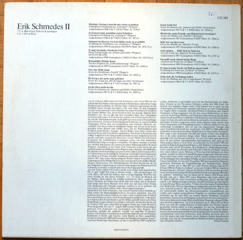 Erik Schmedes • Vol. 2 • Wagner • Goldmark • Saint-Saëns • Smetana • Verdi • Leoncavallo • d'Albert • Kienzl • Court Opera CO 365