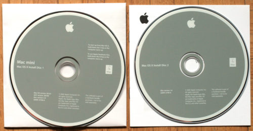 Apple Macintosh • MacMini • Set d'installation • Install software • OSX 10.4.5 • Tiger Software