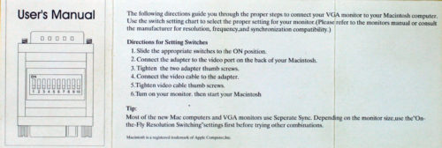 Apple Macintosh • Adaptateur vidéo • DB-15 mâle vers DE15HD (VGA) femelle • DB-15 male to DE15HD (VGA) female adapter • Switch VGA • Macintosh/IBM • No Name