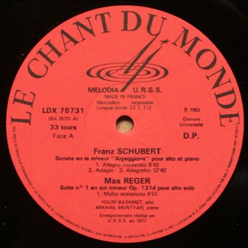 Schubert • Sonate Arpeggione • Reger • Suite n° 1 pour alto solo • Druzinine • Sonate pour alto solo • Youri Bashmet
