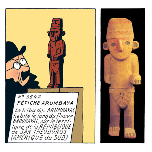 Tintin • Hergé • L'oreille cassée • Fétiche Arumbaya • Statuette précolombienne Chimù • Réplique en bois