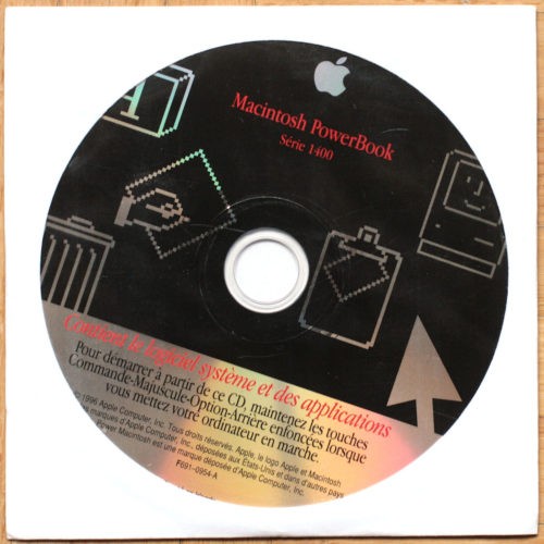 Apple Macintosh • PowerBook 1400 • PowerPC 603e • CD d'installation • Install software • OS 7.5.3 • NOS