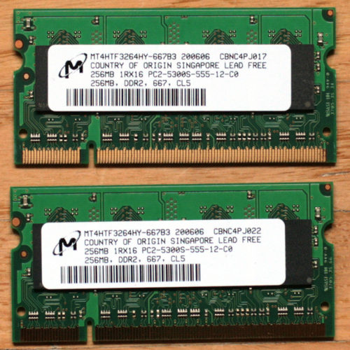 Micron • Apple Macintosh • Mémoire RAM • SODIMM • PC5300 • 2 X 256 Mo • DDR2 • 667 Mhz • CL5