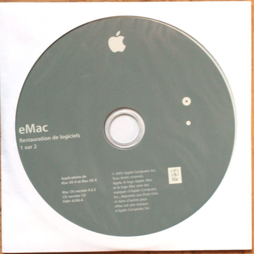 Apple Macintosh • eMac G4 • Set d'installation • Install software • OSX 10.2.4 • Jaguar • Français