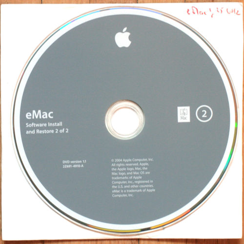 Apple Macintosh • eMac G4 • 1.25 GHz • Set d'installation • Install software • OSX 10.3.4 • Français