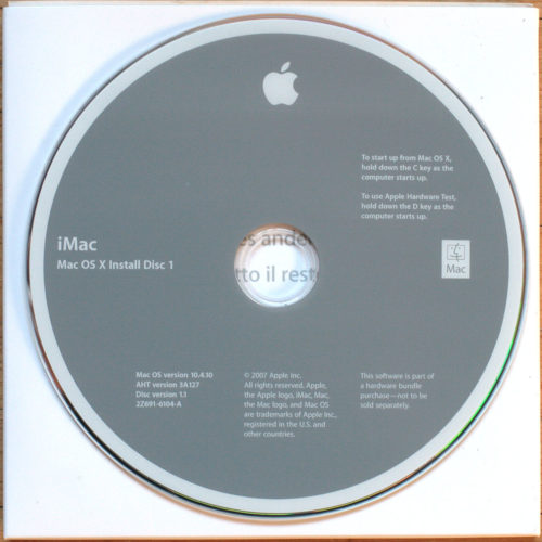 Apple Macintosh • iMac Intel • Set d'installation • Install software • OSX 10.4.10 • Tiger Software
