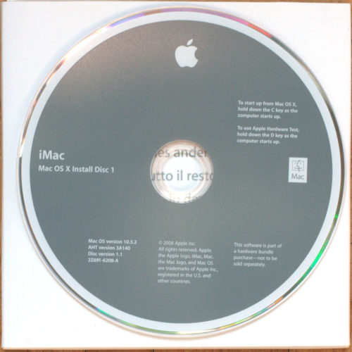 Apple Macintosh • iMac Intel • Set d'installation • Install software • OSX 10.5.2 • Leopard Software • Multilingual