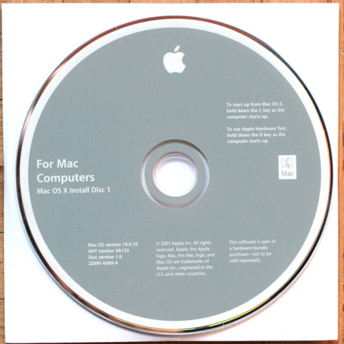 Apple Macintosh • MacMini Intel Core • 2007 • Set d'installation • Install software • OSX 10.4.10 • Tiger Software