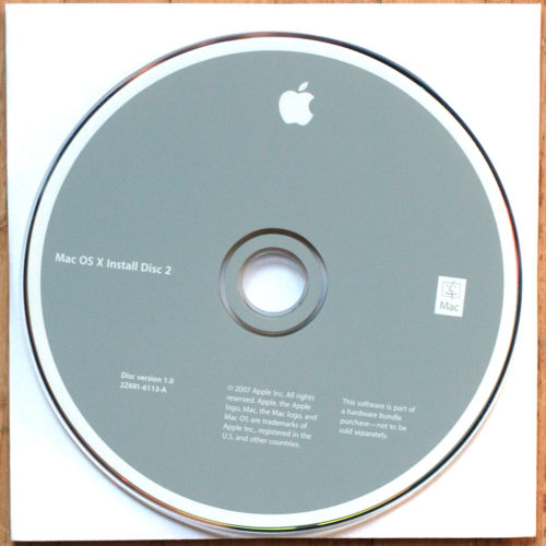 Apple Macintosh • MacMini Intel Core • 2007 • Set d'installation • Install software • OSX 10.4.10 • Tiger Software