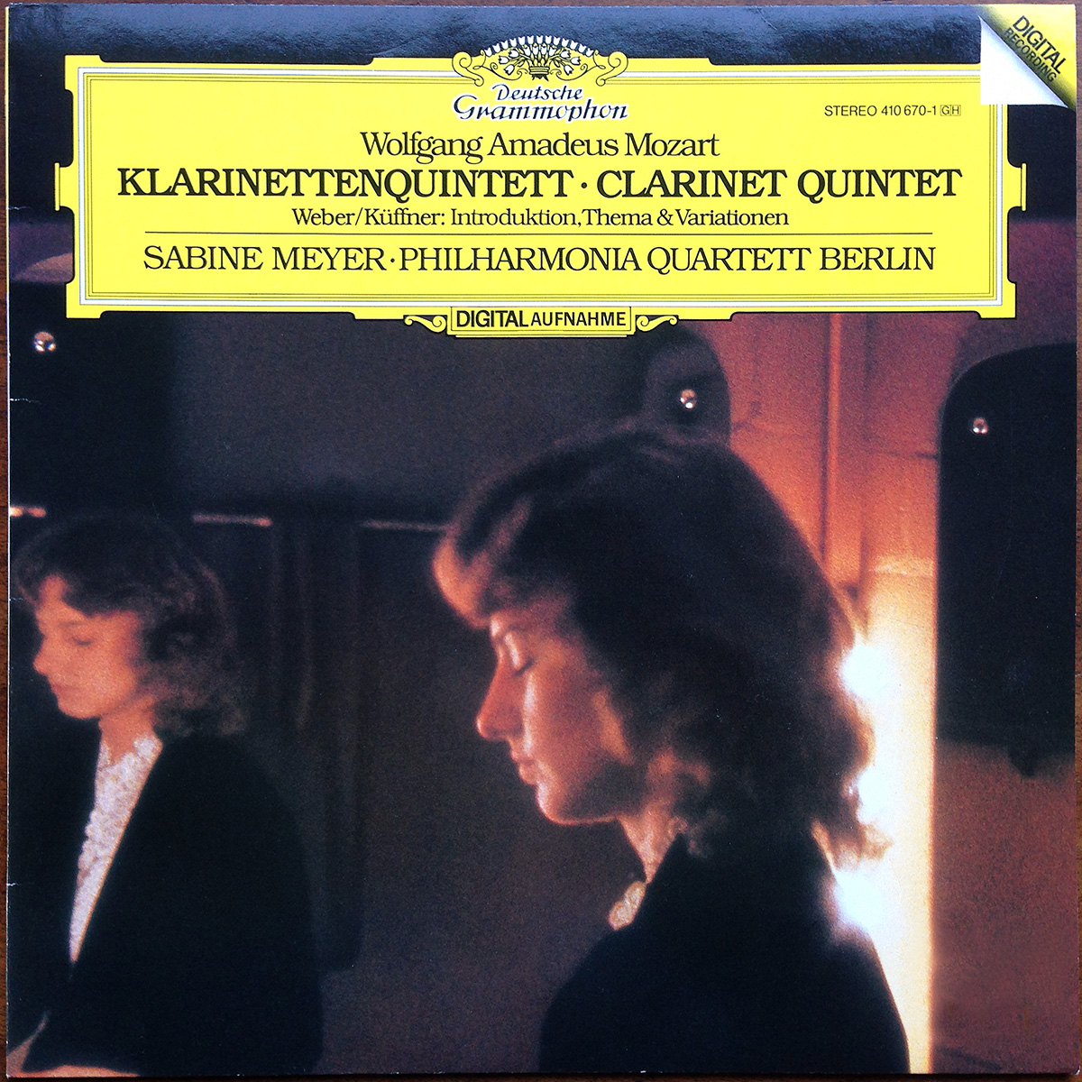 DGG 410 670 Mozart Clarinet Quintet Sabine Meyer Philhamonia Quartett Berlin DGG Digital Aufnahme