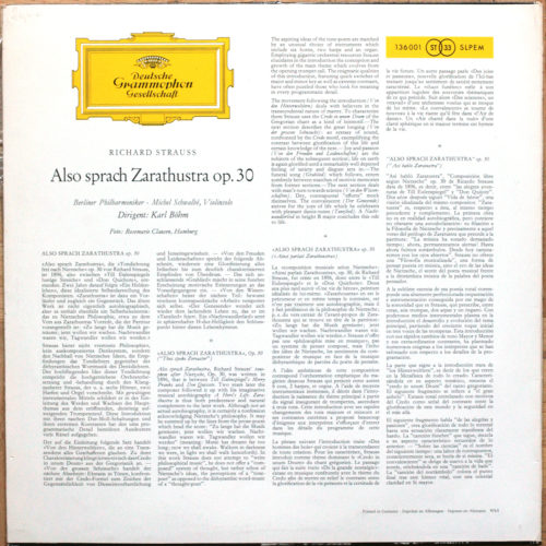 Strauss • Also Sprach Zarathustra • DGG 136 001 SLPM • Wiener Philharmoniker • Karl Bohm