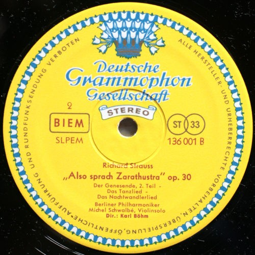 Strauss • Also Sprach Zarathustra • DGG 136 001 SLPM • Wiener Philharmoniker • Karl Bohm