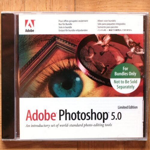 Adobe Photoshop 5.0 • Apple Macintosh OS 7.5 • Microsoft Windows 95 & Windows NT 4.0 • CD d'installation • Install software • Occasion