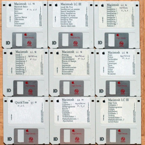 Apple Macintosh • LC III (LC 3) • Set d'installation • Install software • OS 7.1 • 9 disquettes • 9 floppy disks