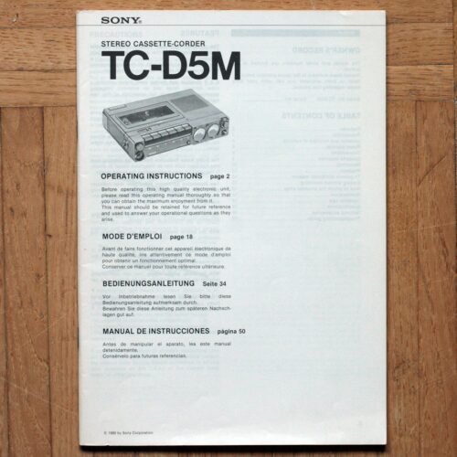Sony • Stereo cassette recorder TC-D5M • Mode d'emploi • Operating Instructions • Bedienungsanleitung