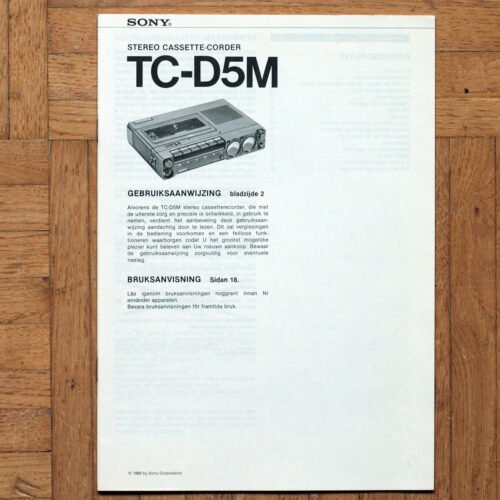 Sony • Stereo cassette recorder TC-D5M • Mode d'emploi • Gebruiksaanwijzing • Bruksanvisning