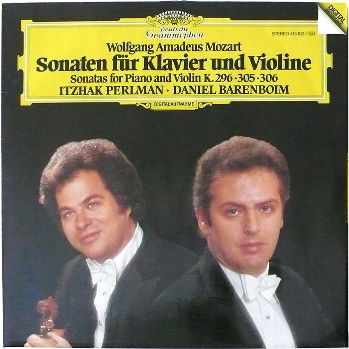 DGG 415 102 Mozart Sonates Piano Violon Perlman Barenboim DGG Digital Aufnahme