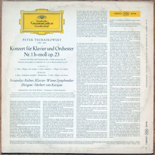 Tchaikovky • Tschaikowsky • Concerto pour piano n° 1 • DGG Red Stereo 138 822 SLPM • Sviatoslav Richter • Berliner Philharmoniker • Herbert von Karajan