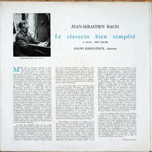 Bach • Le clavecin bien tempéré • The well tempered clavier • Das wohltemperierte Klavier • BWV 846/893 • DGG 138 844/5 & 2709 019 • Ralph Kirkpatrick