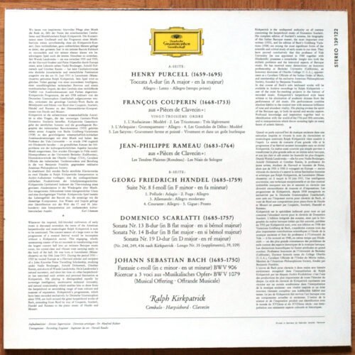 Bach • Scarlatti • Couperin • Händel • Rameau • Scarlatti • DGG 139 122 SLPM • Ralph Kirkpatrick • Scellé • Sealed