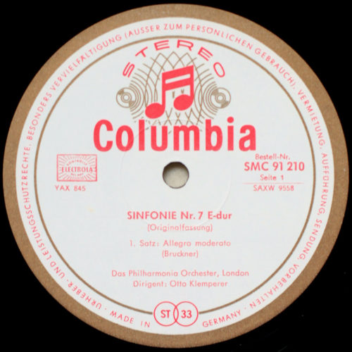 Brukner • Symphonie n° 7 • Columbia C 91 210/11S • Philharmonia Orchestra London • Otto Klemperer