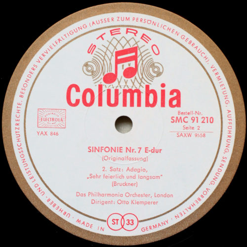 Brukner • Symphonie n° 7 • Columbia C 91 210/11S • Philharmonia Orchestra London • Otto Klemperer
