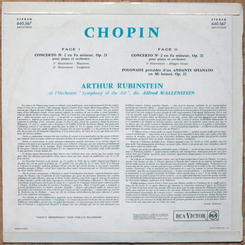Chopin • Concerto pour piano n° 2 • Klavierkonzert Nr. 2 • Andante Spianato • Grande Polonaise • Arthur Rubinstein • Symphony on the air • Alfred Wallenstein