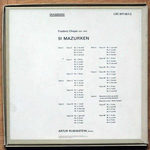 Chopin • Les mazurkas • RCA Victor Red Seal LSC-6177-B/1-3 • Arthur Rubinstein