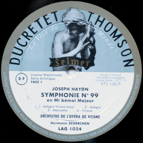Haydn • Symphonies n° 101 & 99 "Die Uhr" • Ducretet-Thomson LAG 1024 • Orchester der Wiener Staatsoper • Hermann Scherchen