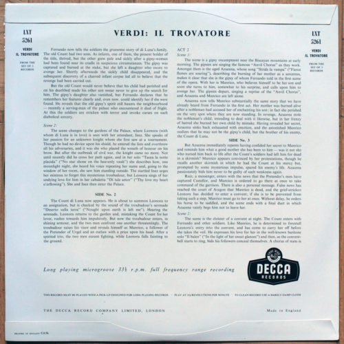 Verdi • Il Trovatore • LXT 5260/61/62 • Mario del Monaco • Renata Tebaldi • Giulietta Simionato • Orchestre Du Grand Théâtre De Genève • Alberto Erede