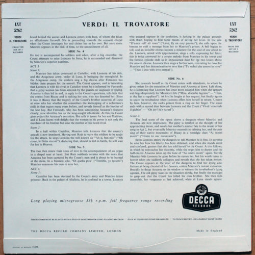 Verdi • Il Trovatore • LXT 5260/61/62 • Mario del Monaco • Renata Tebaldi • Giulietta Simionato • Orchestre Du Grand Théâtre De Genève • Alberto Erede
