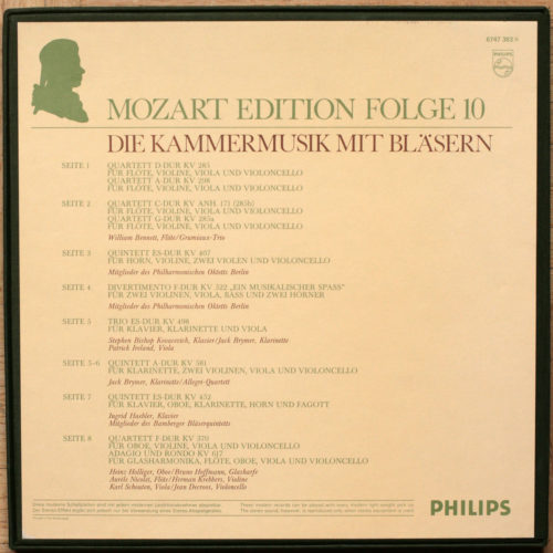 Mozart Edition • Vol. 10 • La musique de chambre avec instruments à vent • Die Kammermusik mit Bläsern • Folge 10 • Grumiaux Trio • Philharmonisches Oktett Berlin