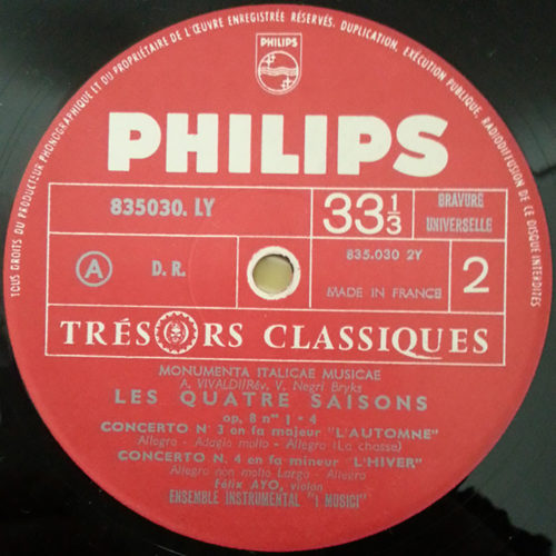 Vivaldi • Les quatre saisons • Le quattro stagioni • Philips 835 030 LY • Felix Ayo • I Musici