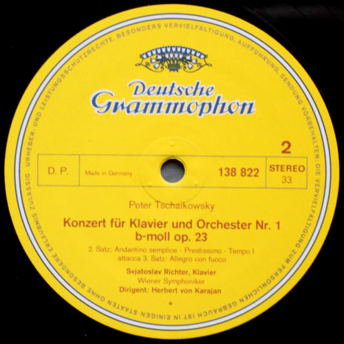 Tchaikovsky • Concerto pour piano n° 1 • DGG 138 822 SLPM • Svjatoslav Richter • Wiener Philharmoniker • Herbert von Karajan
