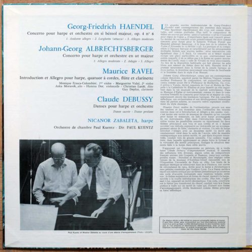 Albrechtsberger • Debussy • Händel • Ravel • Œuvres pour harpe • DGG SLPM 139 304 • Nicanor Zabaleta • Orchestre de chambre Paul Kuentz